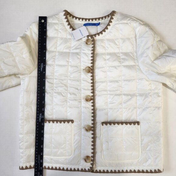 J. McLaughlin NWT Danica Quilted Jacket S Egret White Button Closure Embroidered - Picture 8 of 11